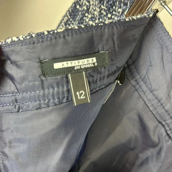 🩷 Navy and ivory tweed pencil skirt with metallic yarns - Picture 7 of 8